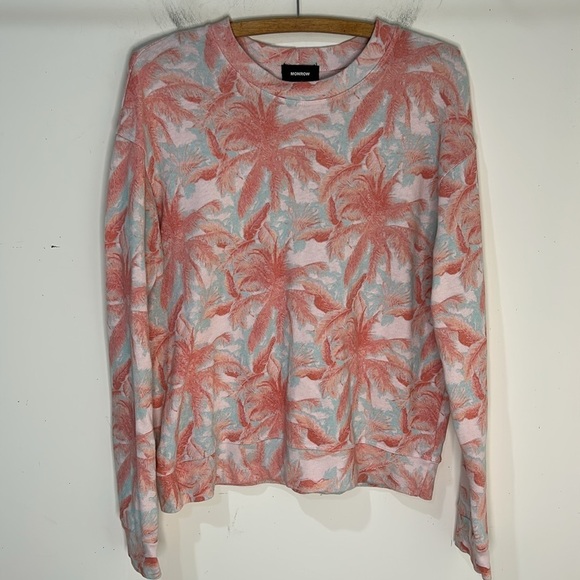 Monrow Tops - MONROW Tropical Palm Print Sweatshirt Size Small